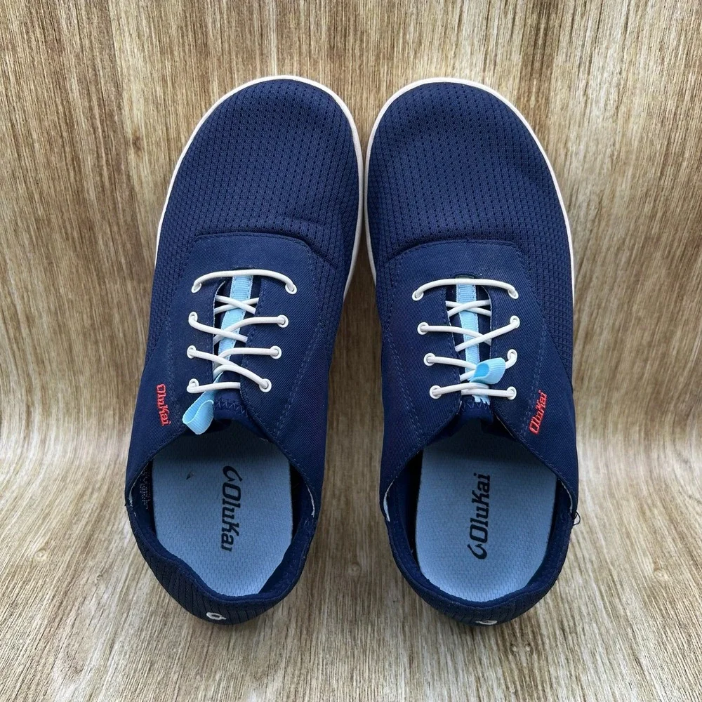 OluKai Nohea Moku Men's Size 9.5 Blue Mesh Boat Shoe Sneakers Casual Comfort